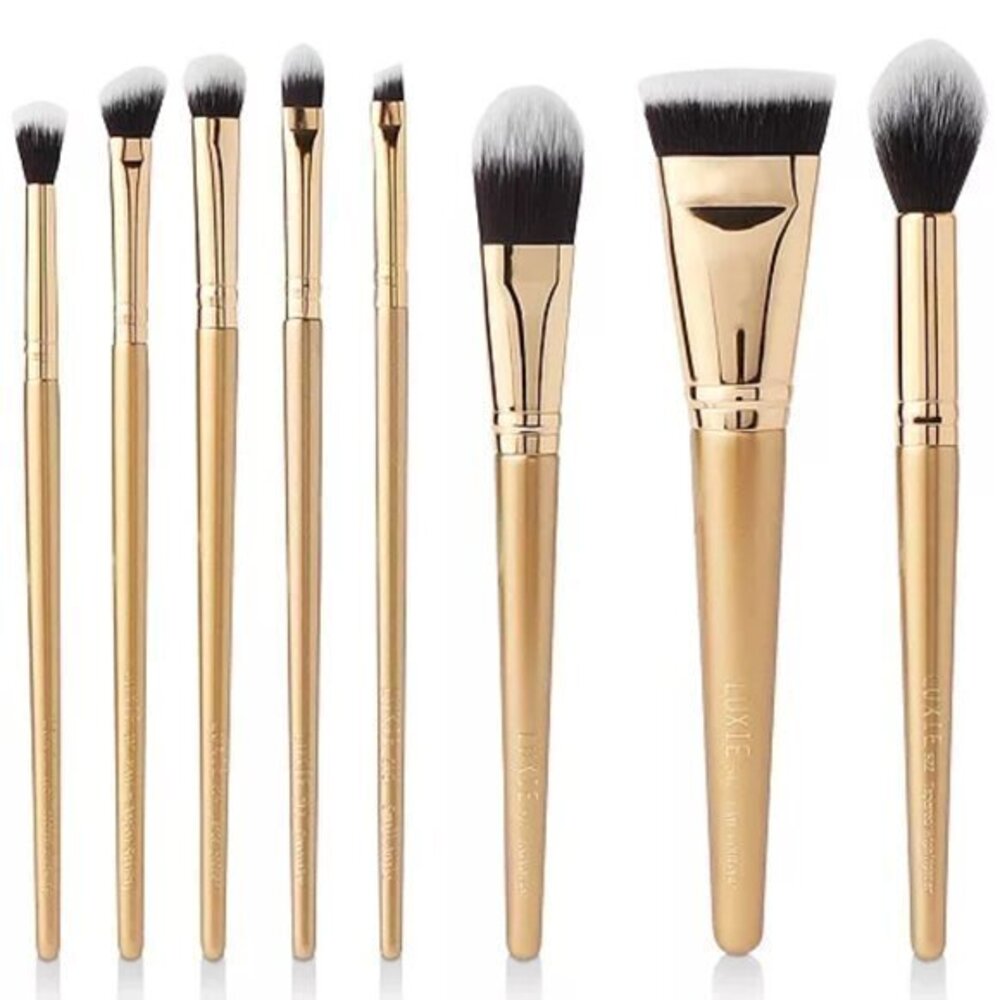 Luxie 9 pc Full Face Shimmer & Gold Brush Set